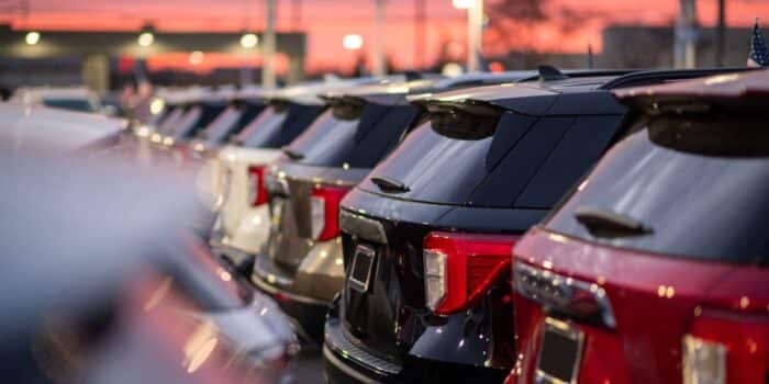 The best family suv all lined up on the lot at Palm Beach Auto Sales Outlet.